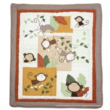2016 Monkey Year Crib Patchwork Quilt with Lovely Monkeys for Baby